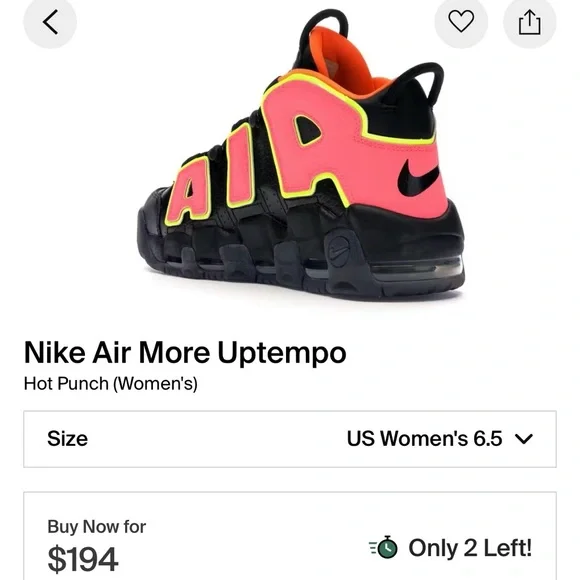 Nike Air More Uptempo Hot Punch Woman 6.5 Men/kid 5. (Worn once indoors) - Picture 10 of 13